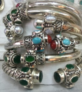 Silver bangles with Semi-precious stones